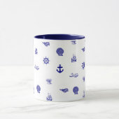 Navy Blue en White Nautical Pattern Mok (Midden)
