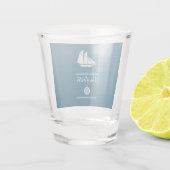 Navy Blue en White Nautical Shot Glas (Achterkant)