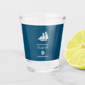 Navy Blue en White Nautical Shot Glas (Voorkant)