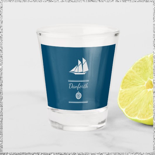 Navy Blue en White Nautical Shot Glas