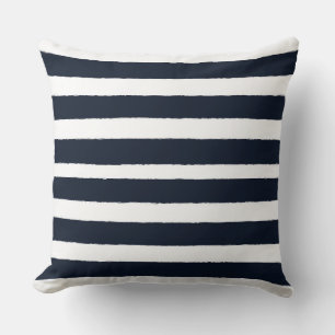 Navy Blue en White Nautical Stripes Sierkussen