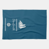 Navy Blue en White Nautical Theedoek (Horizontaal)