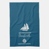 Navy Blue en White Nautical Theedoek (Verticaal)