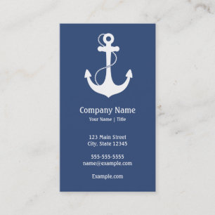 Navy Blue en White Nautical Visitekaartje