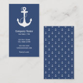Navy Blue en White Nautical Visitekaartje (Voorkant / Achterkant)