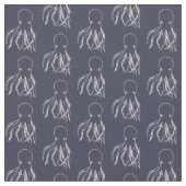 Navy Blue en White Octopus Pattern Stof (Close Up)