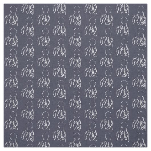 Navy Blue en White Octopus Pattern Stof (Swatch)
