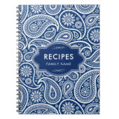 Navy-blue en White Paisley Pattern Notitieboek (Voorkant)