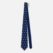 Navy Blue en White Palm Tree Pattern Stropdas (Voorkant)
