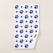 Navy Blue- en White Paw-afdrukken en pooldots Bad Handdoek (Handdoek)