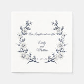 Navy blue en white Personalized bruiloft servetten (Voorkant)