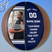 Navy Blue en White PHOTO Custom Mini Basketball Basketbal