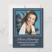 Navy Blue en White Photo Trunk Party Kaart (Voorkant)