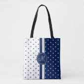 Navy Blue en White Polka Dot Design Tote Bag (Voorkant)
