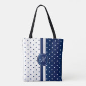 Navy Blue en White Polka Dot Design Tote Bag (Achterkant)