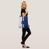 Navy Blue en White Polka Dot Design Tote Bag (Op model)