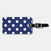 Navy Blue en White Polka Dot Pattern Bagagelabel (Voorkant horizontaal)