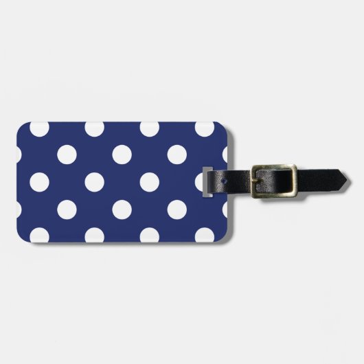 Navy Blue en White Polka Dot Pattern Bagagelabel (Voorkant horizontaal)