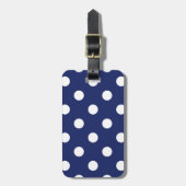 Navy Blue en White Polka Dot Pattern Bagagelabel (Voorkant verticaal)