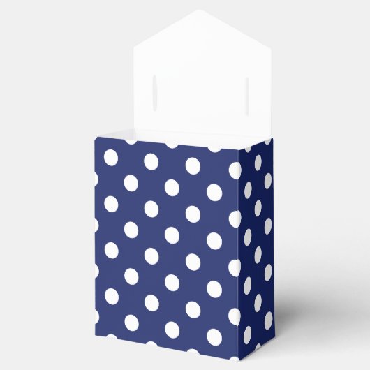 Navy Blue en White Polka Dot Pattern Bedankdoosjes (Geopend)