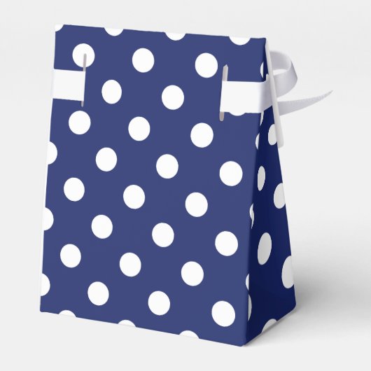 Navy Blue en White Polka Dot Pattern Bedankdoosjes (Achterkant)