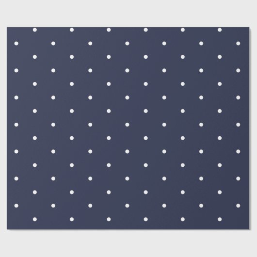 Navy Blue en White Polka Dot Pattern Cadeaupapier (Vlak)