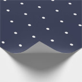 Navy Blue en White Polka Dot Pattern Cadeaupapier (Hoek)