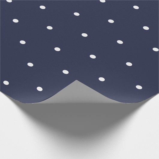 Navy Blue en White Polka Dot Pattern Cadeaupapier (Hoek)