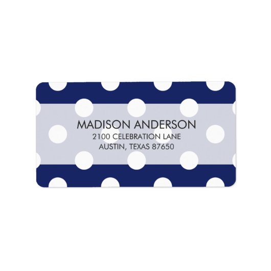 Navy Blue en White Polka Dot Pattern Etiket (Voorkant)