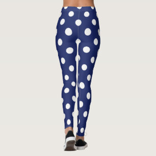 Navy Blue en White Polka Dot Pattern Leggings