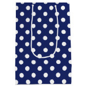 Navy Blue en White Polka Dot Pattern Medium Cadeauzakje (Achterkant)