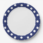 Navy Blue en White Polka Dot Pattern Papieren Bordje (Voorkant)