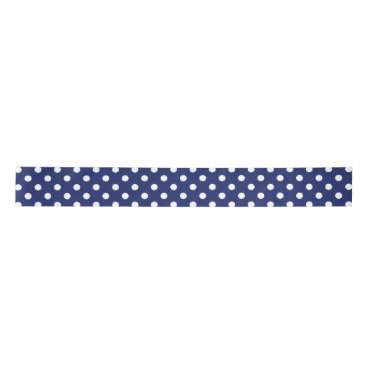 Navy Blue en White Polka Dot Pattern Satijnen Lint (Voorkant)