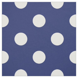 Navy Blue en White Polka Dot Pattern Stof