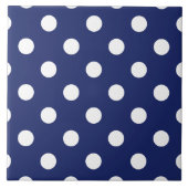 Navy Blue en White Polka Dot Pattern Tegeltje (Voorkant)
