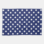 Navy Blue en White Polka Dot Pattern Theedoek (Horizontaal)