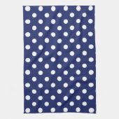 Navy Blue en White Polka Dot Pattern Theedoek (Verticaal)
