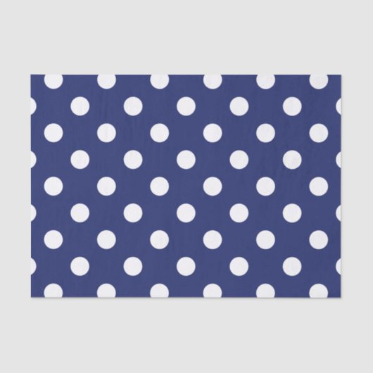 Navy Blue en White Polka Dot Pattern Tissuepapier (Voorkant)