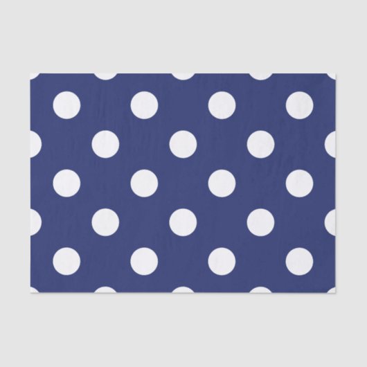 Navy Blue en White Polka Dot Pattern Tissuepapier (Voorkant)