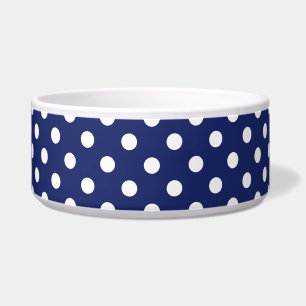 Navy Blue en White Polka Dot Pattern Voerbakje
