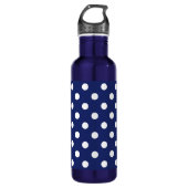 Navy Blue en White Polka Dot Pattern Waterfles (Voorkant)