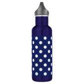 Navy Blue en White Polka Dot Pattern Waterfles (Links)