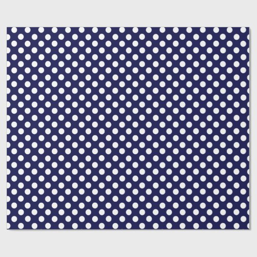 Navy Blue en White Polka Dot Wrapping Paper Cadeaupapier (Vlak)