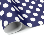 Navy Blue en White Polka Dot Wrapping Paper Cadeaupapier (Rol Hoek)