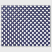 Navy Blue en White Polka Dots Cadeaupapier (Vlak)