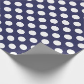 Navy Blue en White Polka Dots Cadeaupapier (Hoek)