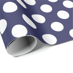 Navy Blue en White Polka Dots Cadeaupapier