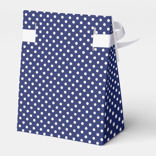 Navy Blue en White Polka Dots Pattern Bedankdoosjes (Achterkant)