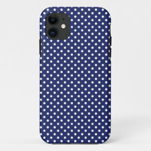 Navy Blue en White Polka Dots Pattern iPhone 11 Hoesje
