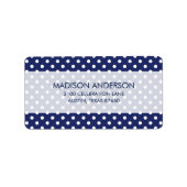Navy Blue en White Polka Dots Pattern Etiket (Voorkant)